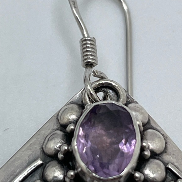 Large Amethyst & Sterling Earrings! - Picture 4 of 8